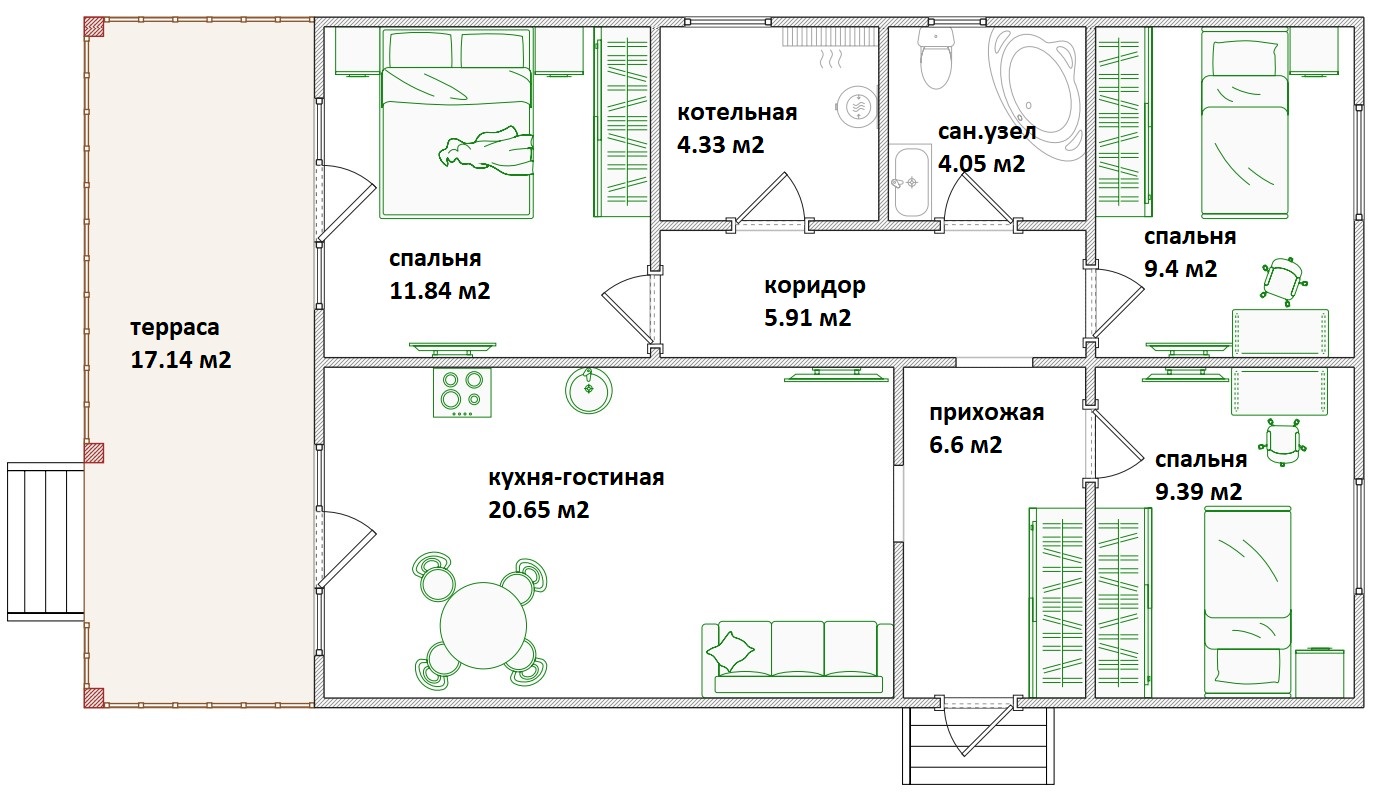 Планировка Каркасно-щитовые дома