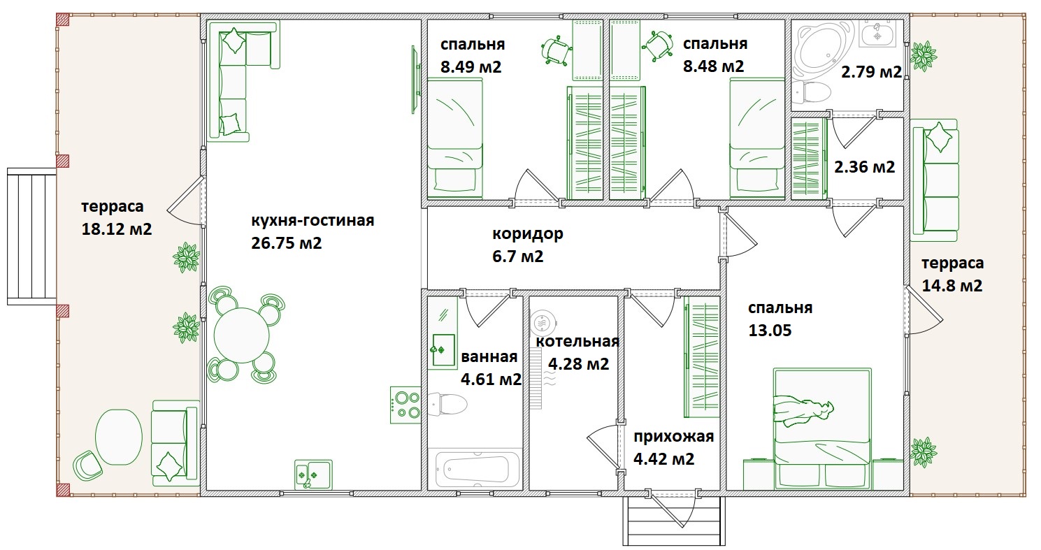 Планировка Каркасно-щитовые дома