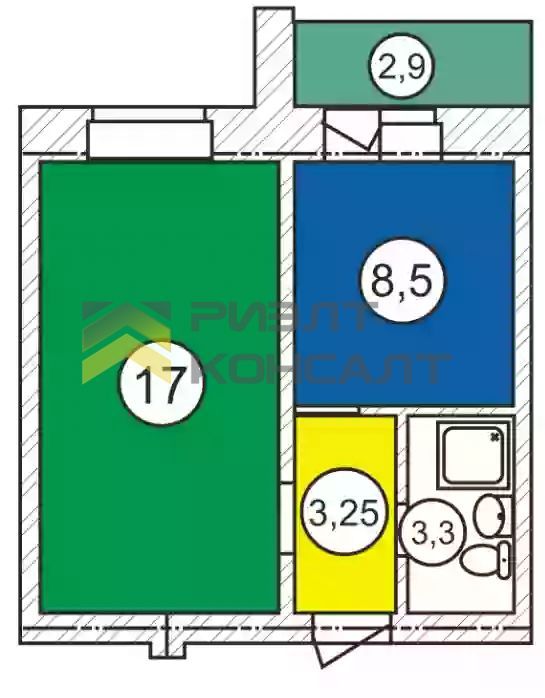 1-комн. квартира, Вторичка, 33м², 3/5 этаж миниатюра 5