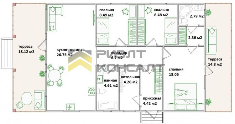 Дом, 117м², 9 соток, 1 этаж, 3 комн., стены: Сэндвич-панели миниатюра 5