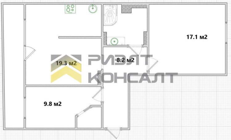 2-комн. квартира, Вторичка, 60.70м², 6/9 этаж миниатюра 26