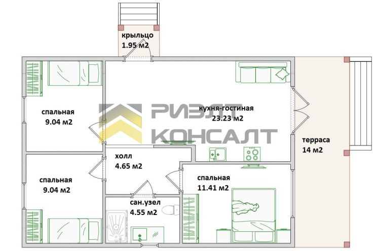 Дом, 80м², 8 соток, 1 этаж, 3 комн., стены: Сэндвич-панели миниатюра 3