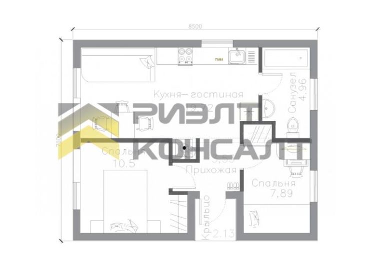 Дом, 60м², 6 соток, 1 этаж, 2 комн., стены: Экспериментальные материалы миниатюра 2