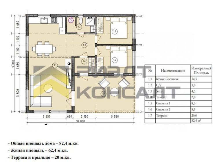 Дом, 82м², 8 соток, 1 этаж, 3 комн., стены: Сэндвич-панели миниатюра 3