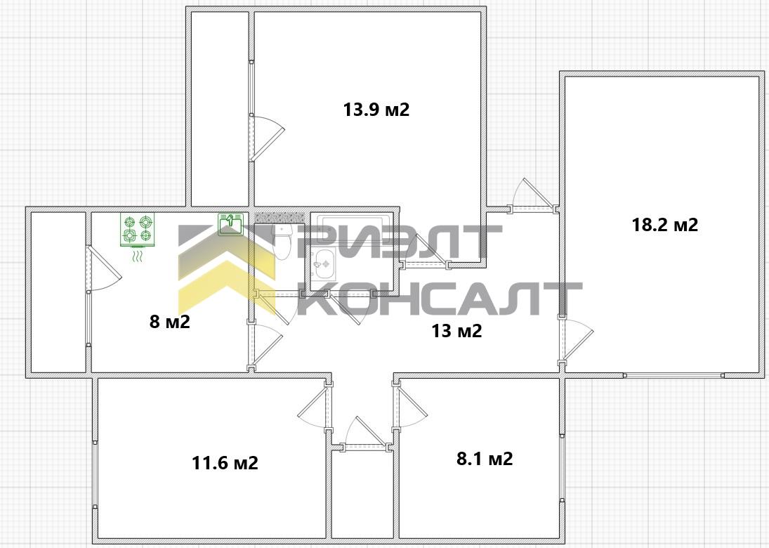 4-комн. квартира, Вторичка, 77.70м², 2/5 этаж миниатюра 27