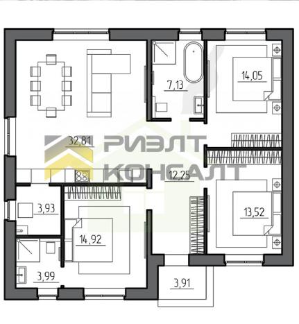 Дом, 107м², 7 соток, 1 этаж, 3 комн., стены: Кирпич миниатюра 4