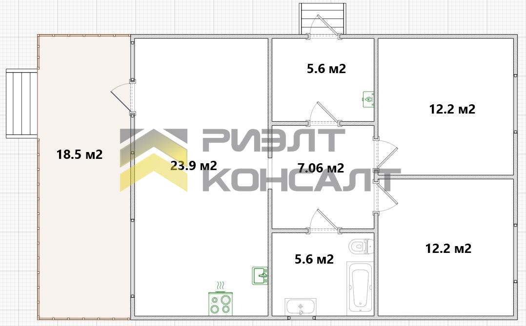 Дом, 80м², 5.50 соток, 1 этаж, 3 комн., стены: Сэндвич-панели миниатюра 17