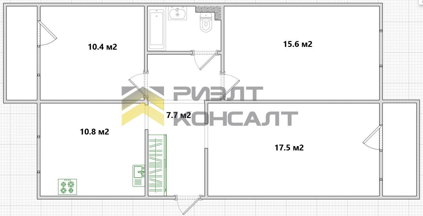 3-комн. квартира, Вторичка, 68.20м², 3/5 этаж миниатюра 19