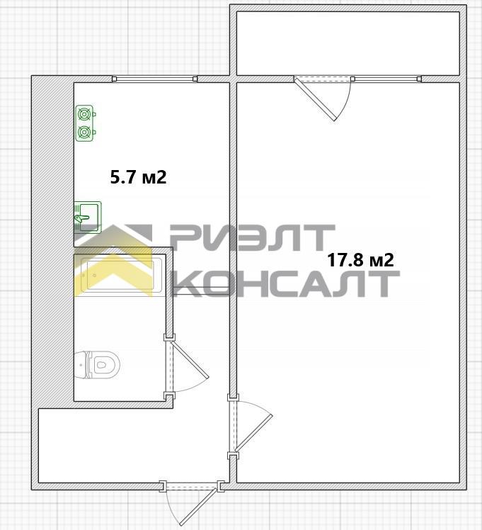 1-комн. квартира, Вторичка, 30м², 3/5 этаж миниатюра 16