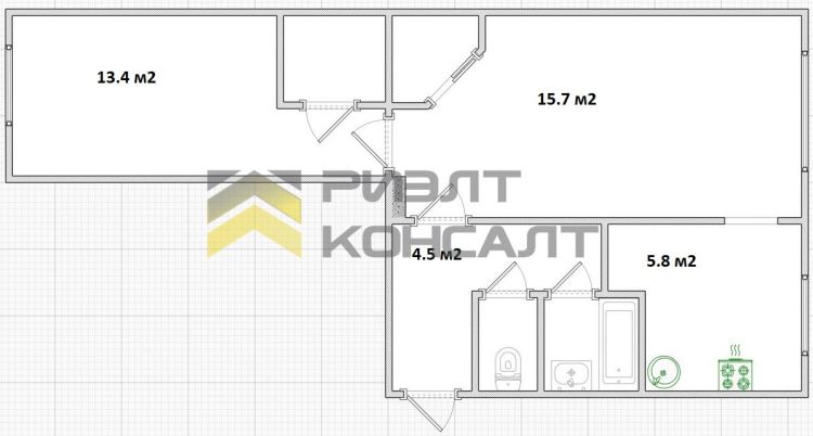 2-комн. квартира, Вторичка, 44.10м², 1/5 этаж миниатюра 19