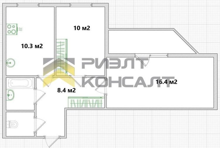 2-комн. квартира, Вторичка, 50.20м², 6/14 этаж миниатюра 2