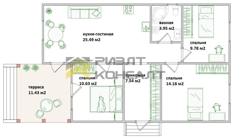 Дом, 84м², 10 соток, 1 этаж, 3 комн., стены: Сэндвич-панели миниатюра 15