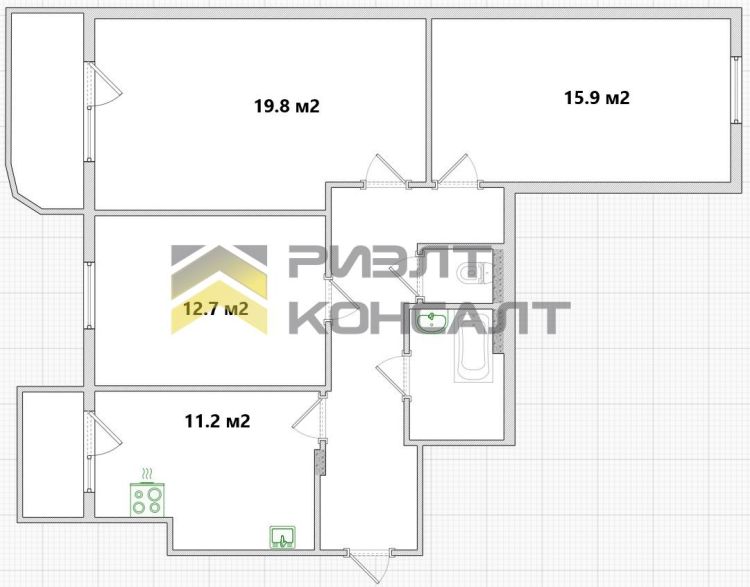 3-комн. квартира, Вторичка, 75.30м², 10/10 этаж миниатюра 24