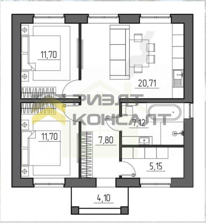 Дом, 68м², 10 соток, 1 этаж, 3 комн., стены: Газоблоки миниатюра 2