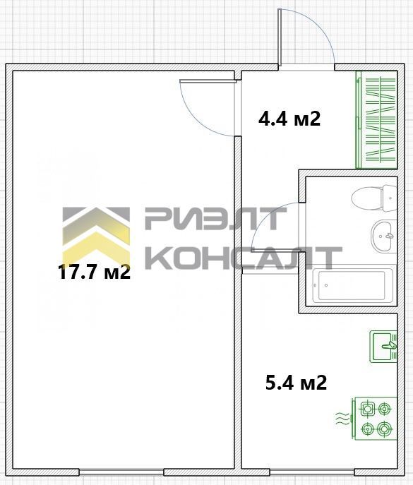 1-комн. квартира, Вторичка, 30.40м², 2/5 этаж миниатюра 10
