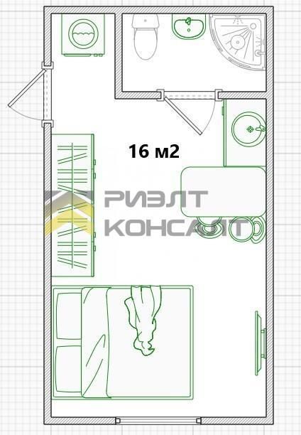 Студия, Вторичка, 17м², 9/9 этаж миниатюра 4