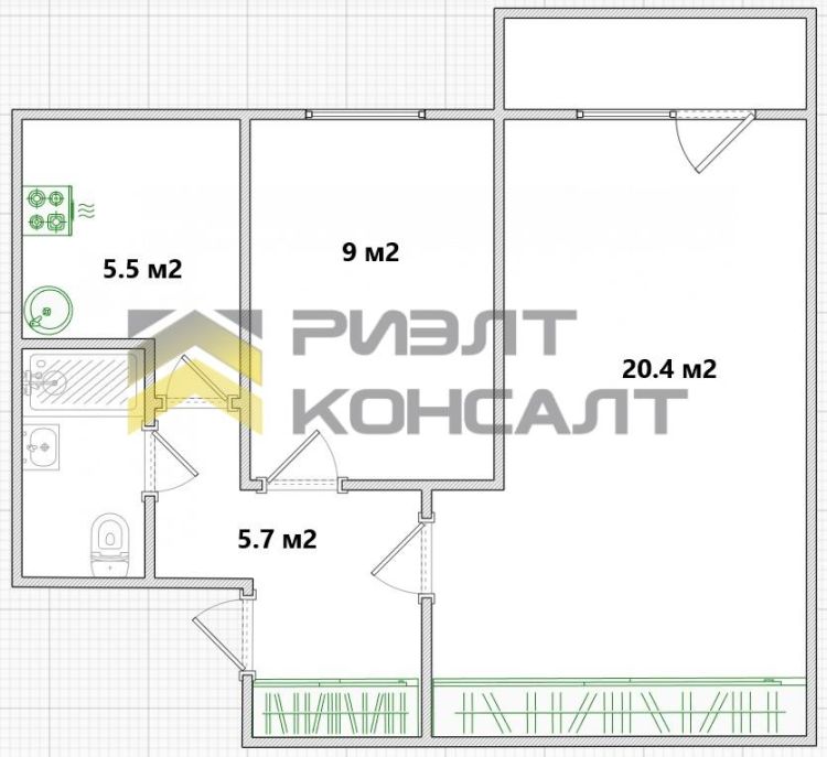 2-комн. квартира, Вторичка, 45м², 6/9 этаж миниатюра 30