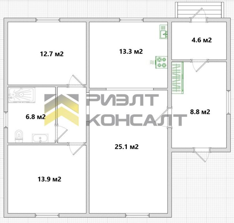 Дом, 120м², 13.75 соток, 2 этажа, 4 комн., стены: Пеноблоки миниатюра 40