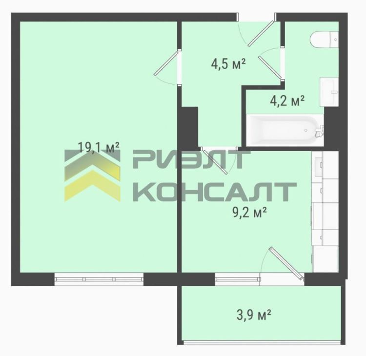 1-комн. квартира, Вторичка, 39м², 6/10 этаж миниатюра 3