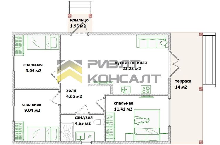 Дом, 84м², 6 соток, 1 этаж, 3 комн., стены: Сэндвич-панели миниатюра 2