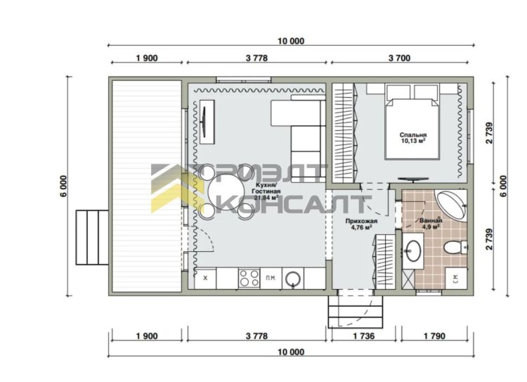 Дом, 56.60м², 10 соток, 1 этаж, 2 комн., стены: Сэндвич-панели миниатюра 7