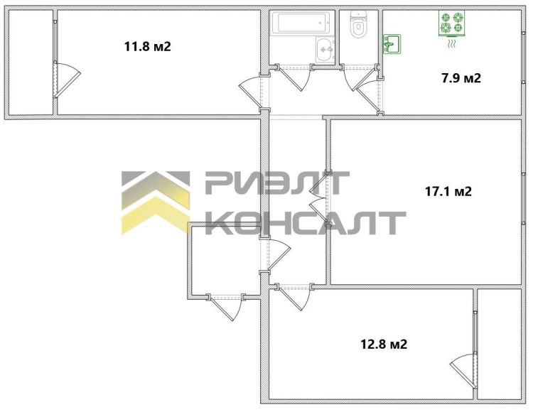 3-комн. квартира, Вторичка, 66.70м², 7/9 этаж миниатюра 36