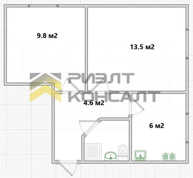 2-комн. квартира, Вторичка, 36.70м², 2/2 этаж миниатюра 19
