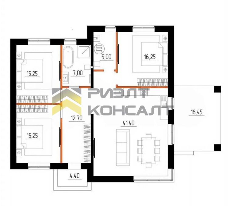 Дом, 134м², 10 соток, 1 этаж, 3 комн., стены: Кирпич миниатюра 8