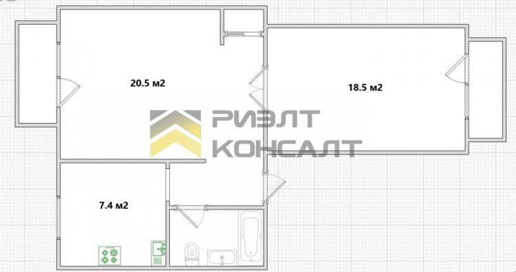 2-комн. квартира, Вторичка, 56.70м², 3/4 этаж миниатюра 27