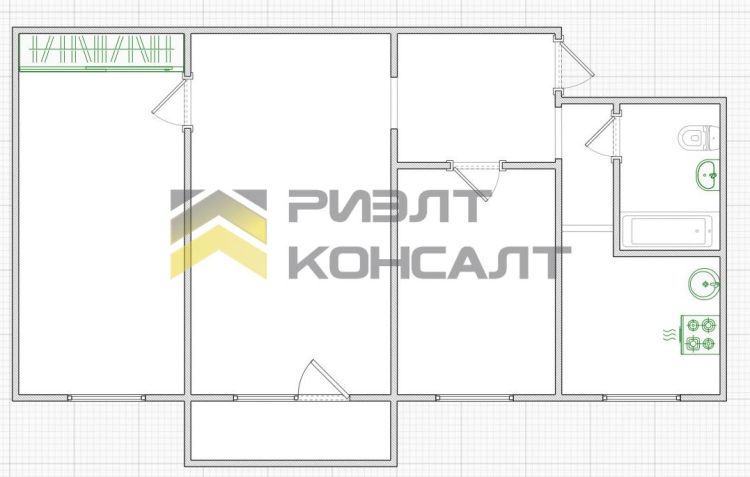 3-комн. квартира, Вторичка, 55.20м², 3/5 этаж миниатюра 18