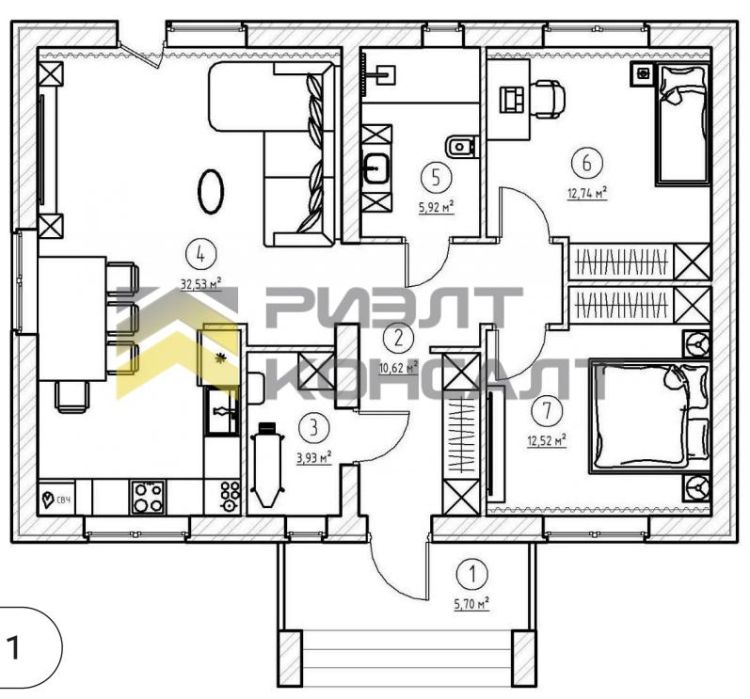 Дом, 85м², 6 соток, 1 этаж, 2 комн., стены: Газоблоки миниатюра 2