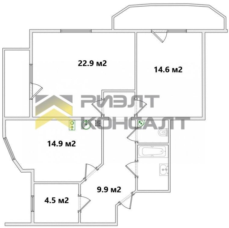 2-комн. квартира, Вторичка, 79.75м², 5/12 этаж миниатюра 19