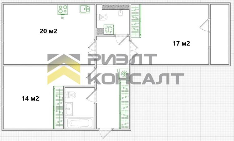 2-комн. квартира, Вторичка, 75.40м², 3/14 этаж миниатюра 38