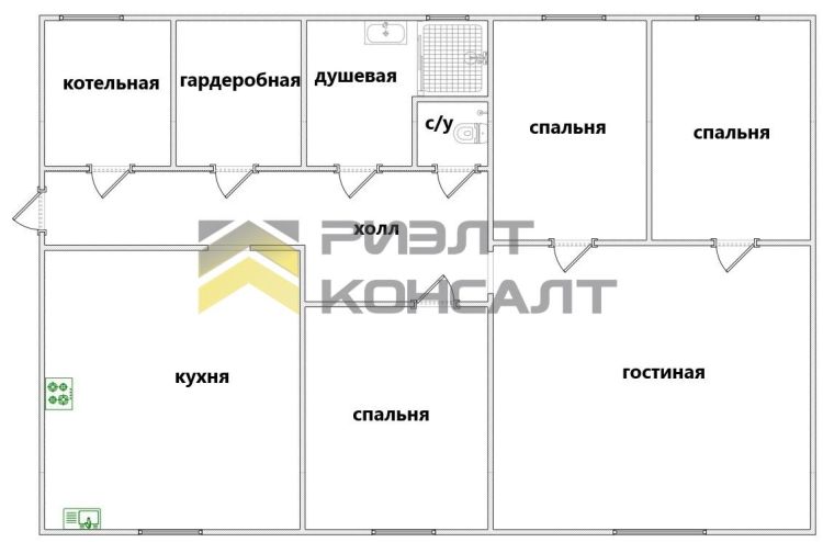 Дом, 144.20м², 12 соток, 1 этаж, 4 комн., стены: Газоблоки миниатюра 20