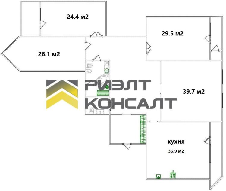4-комн. квартира, Вторичка, 244.50м², 7/10 этаж миниатюра 48