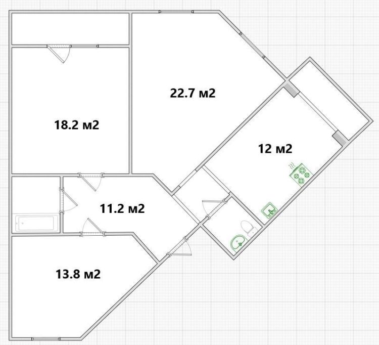 3-комн. квартира, Вторичка, 83.30м², 2/5 этаж миниатюра 30