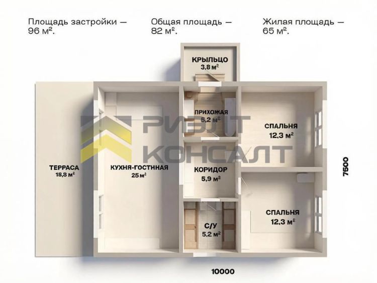 Дом, 85м², 10 соток, 1 этаж, 3 комн., стены: Сэндвич-панели миниатюра 3