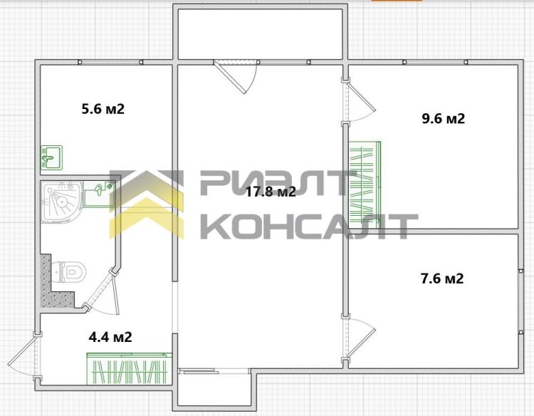 3-комн. квартира, Вторичка, 48.40м², 4/5 этаж миниатюра 39