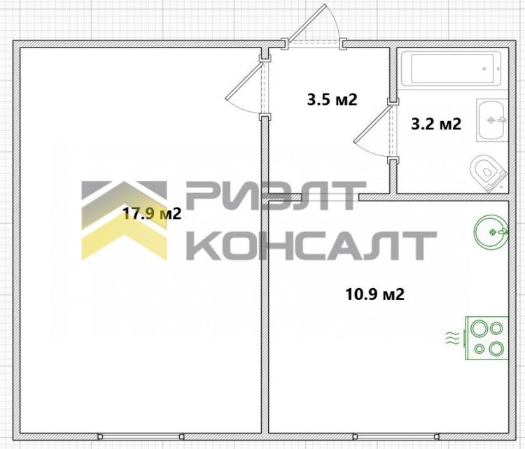 1-комн. квартира, Вторичка, 35.50м², 2/5 этаж миниатюра 10