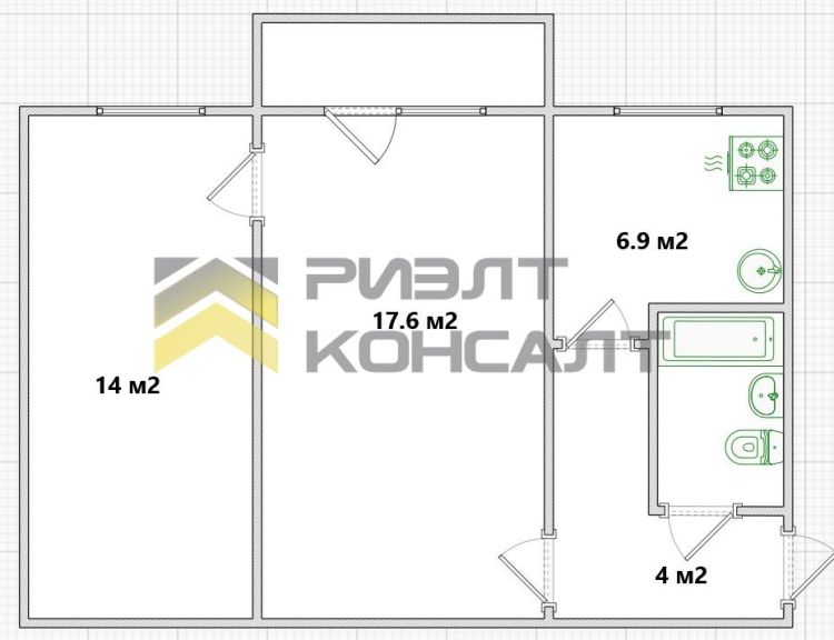2-комн. квартира, Вторичка, 45.80м², 4/5 этаж миниатюра 22