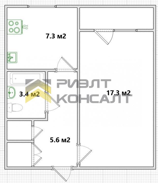 1-комн. квартира, Вторичка, 36м², 3/5 этаж миниатюра 17