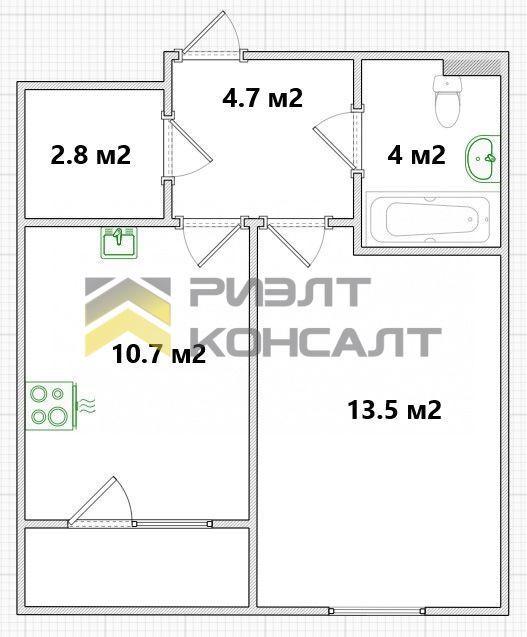 1-комн. квартира, Вторичка, 37.50м², 7/15 этаж миниатюра 19
