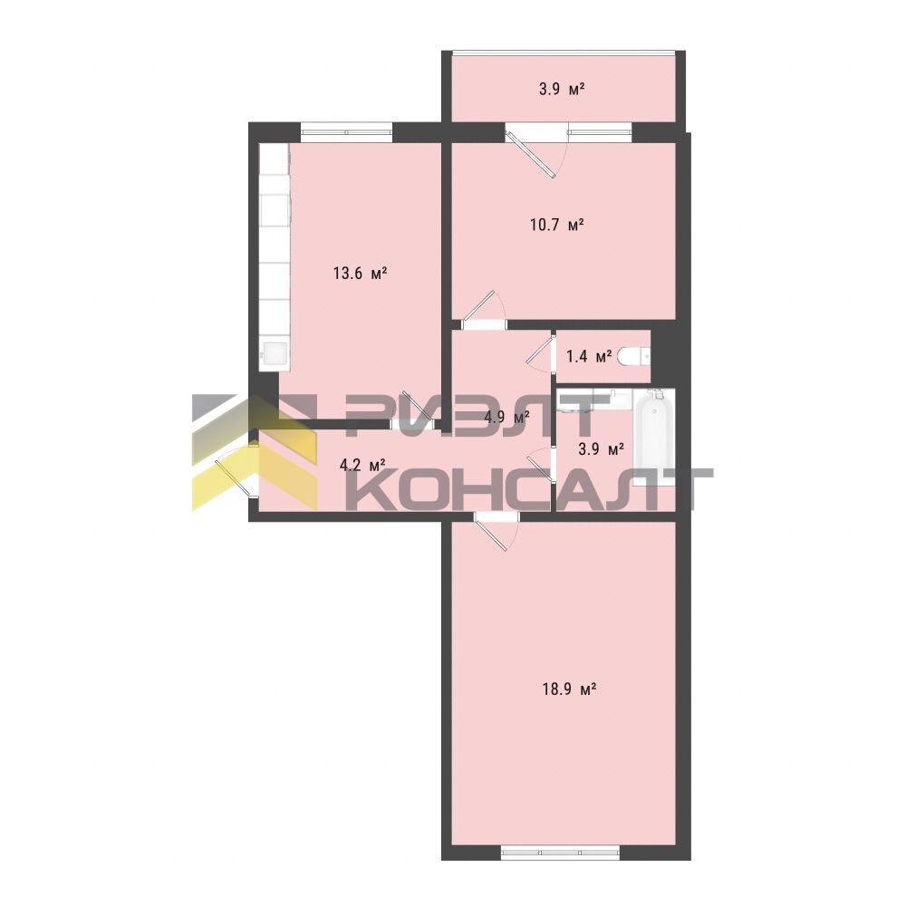 2-комн. квартира, Вторичка, 58м², 5/10 этаж миниатюра 8