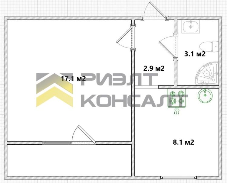 1-комн. квартира, Вторичка, 31.20м², 4/5 этаж миниатюра 22