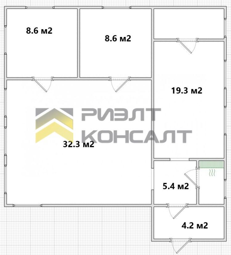 Дом, 82.50м², 5 соток, 1 этаж, 3 комн., стены: Бревно миниатюра 28