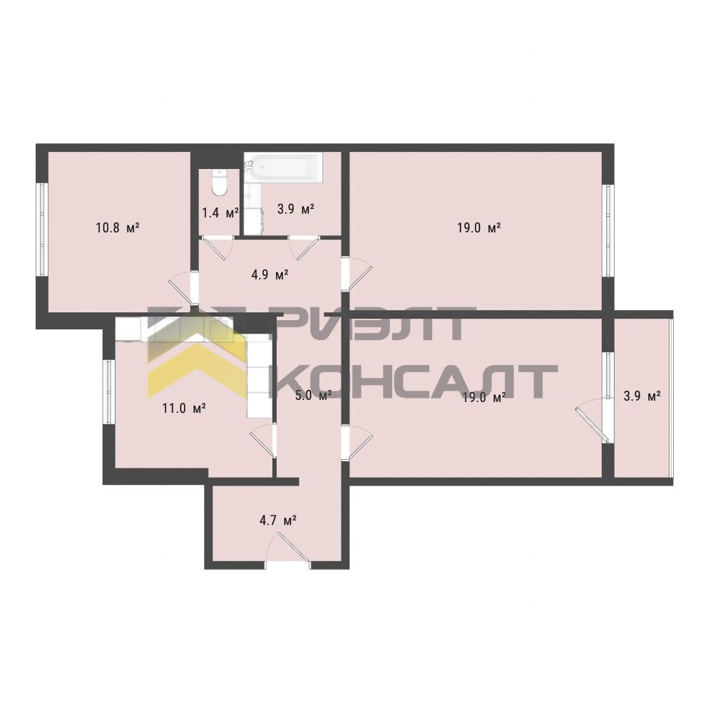 3-комн. квартира, Вторичка, 81м², 3/10 этаж миниатюра 9