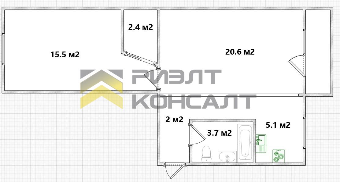 2-комн. квартира, Вторичка, 49.30м², 5/5 этаж миниатюра 24