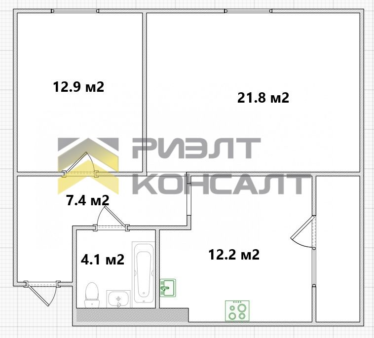 2-комн. квартира, Вторичка, 58.40м², 8/17 этаж миниатюра 33