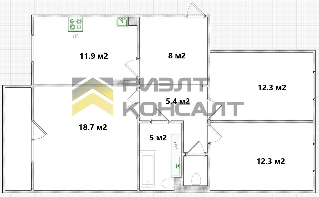 3-комн. квартира, Вторичка, 74.70м², 3/7 этаж миниатюра 29