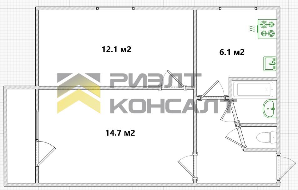 2-комн. квартира, Вторичка, 39.70м², 3/5 этаж миниатюра 40